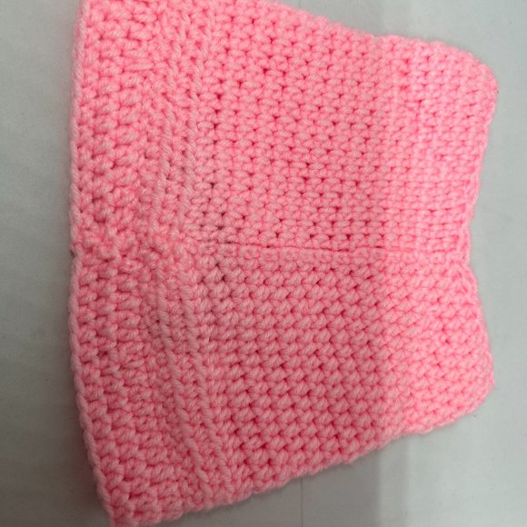 Handmade Crochet Light Pink Knit Cap w/Black Accent OS - Picture 11 of 11